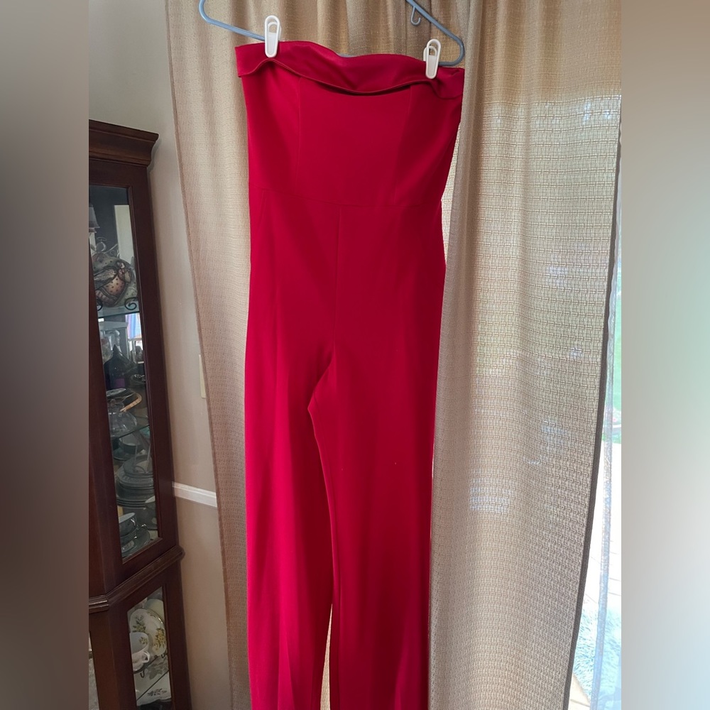 Red Strapless Pnatsuit